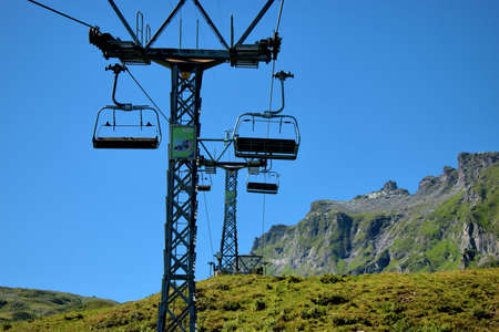 Gondola is leading up to the mount Pizol in Switzerland 7.8.2020のeditorial素材