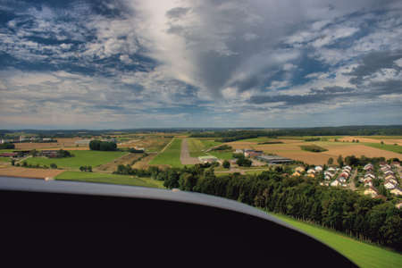 Arrival at the aerodrome Biberach in a small plane in south Germany 28.8.2020のeditorial素材