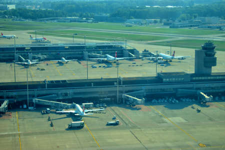 Take off at the Zurich international airport in Switzerland 17.9.2020のeditorial素材