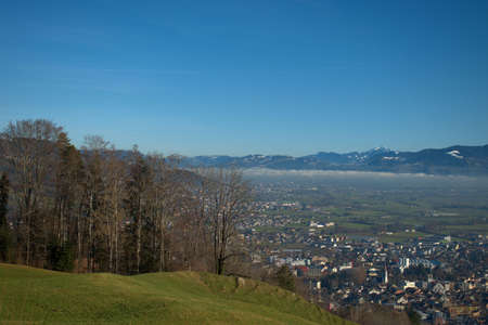 Amazing panoramic view across the rhine valley from Gais in Switzerland 18.12.2020
