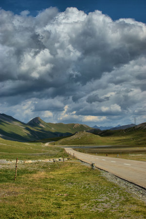 Amazing mountain panorama at the Albulapass in Switzerland 12.8.2020の写真素材