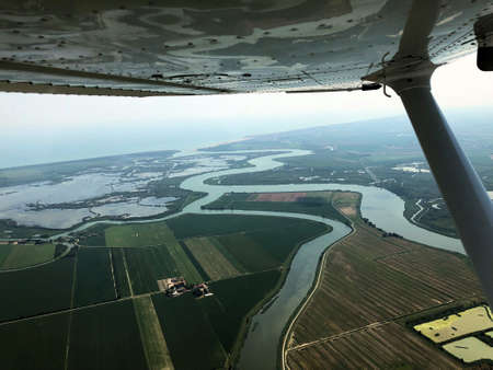 Flight over a river delta in Italy 29.7.2018