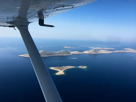 Croatias mediterranean coast seen from a small plane 30.8.2017