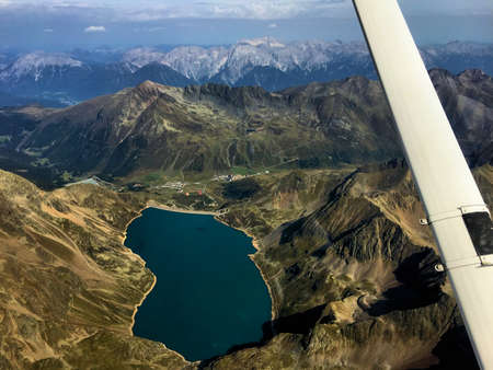 Alpine panorama in Austria seen from a plane 27.8.2017