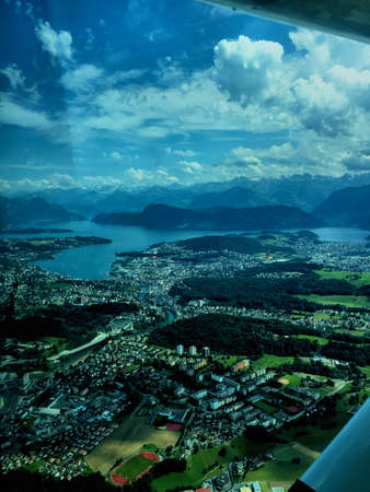 Flight over the lake of Lucerne in Switzerland 30.7.2016の写真素材