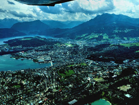 Flight over the lake of Lucerne in Switzerland 30.7.2016の写真素材