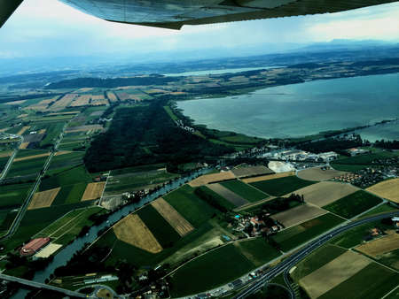 Flight over the lake of Neuchatel in Switzerland 30.7.2016