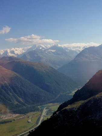 Alpine scenery seen from a small plane in Switzerland 31.8.2015の写真素材