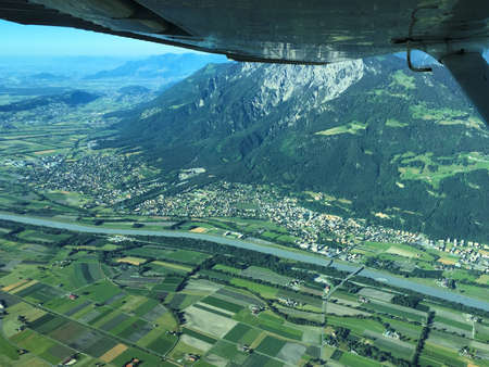 Wonderful countryside seen from a small plane in Switzerland 23.6.2016の写真素材