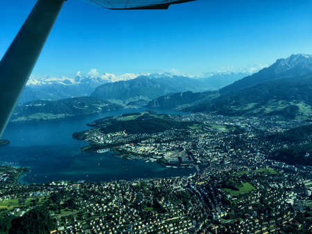 Flight over the lake of Lucerne in Switzerland 26.5.2017の写真素材