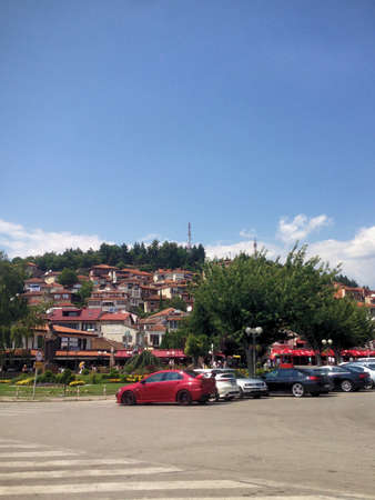 Exploring the downtown area of Ohrid in Macedonia 9.8.2015のeditorial素材