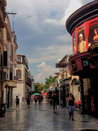 Exploring the downtown area of Ohrid in Macedonia 9.8.2015のeditorial素材