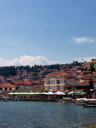 Lovely view over the area at the lake of Ohrid in Macedonia 9.8.2015のeditorial素材