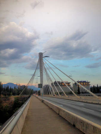Fantastic view to the millennium bridge in Podgorica in Montenegro 5.8.2015のeditorial素材