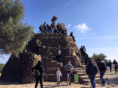 Popular and lovely park Guell in Barcelona in Spain 26.2.2017のeditorial素材