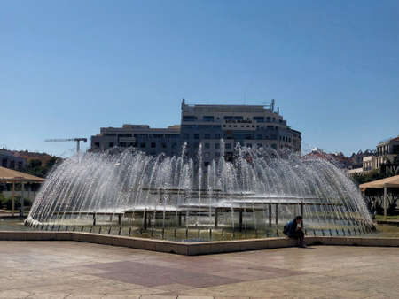 Beautiful water fountain in the city of Lisbon in Portugal 25.3.2019のeditorial素材