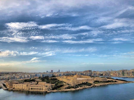 Fantastic view on a cloudy day from the old town in Valletta in Malta 6.3.2020のeditorial素材