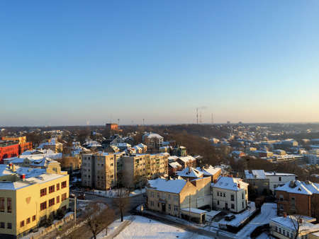 Clear blue sky and the city of Kaunas in Lithuania 2.1.2016のeditorial素材