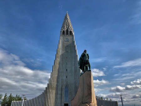 Fascinating modern Hallgrims church in the city of Reykjavik in Iceland 30.6.2019のeditorial素材
