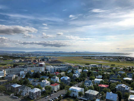 Fantastic view from the Halgrims church over the bay and the city of Reykjavik in Iceland 30.6.2019のeditorial素材