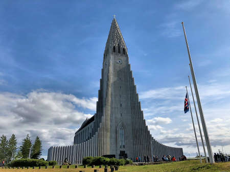 Fascinating modern Hallgrims church in the city of Reykjavik in Iceland 30.6.2019のeditorial素材