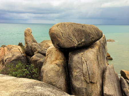 Beautiful scenery at grandfathers and grandmothers rock in Koh Samui in Thailand 20.1.2018の写真素材