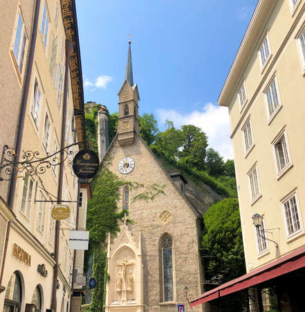 Tower of a holy church in the city of Salzburg in Austria 10.6.2018のeditorial素材