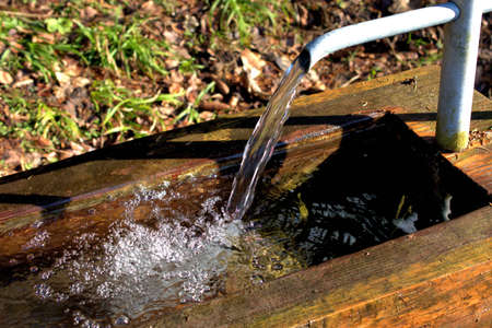 Splashing water in a fountain in Vaduz in Liechtenstein 17.2.2021