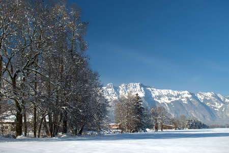 Fantastic winter scenery from the alps in Schaan in Liechtenstein 16.1.2021のeditorial素材