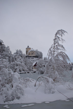 Winter time at the castle Werdenberg in Buchs in Switzerland 15.1.2021のeditorial素材