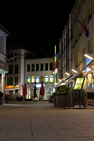 Empty streets at night in the center of Vaduz in Liechtenstein 31.3.2021のeditorial素材