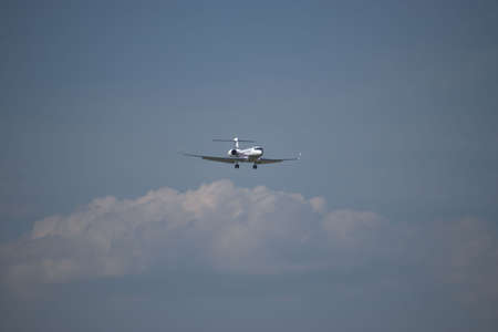 Gulfstream G 650 aircraft on the final approach to the international airport in Zurich in Switzerland 24.4.2021のeditorial素材