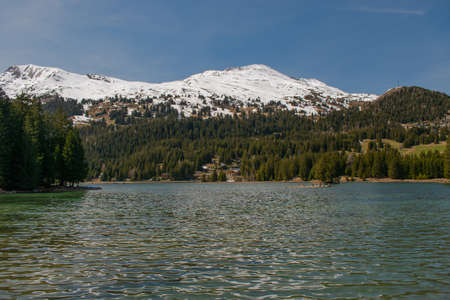 Majestic Heidsee in an alpine region near Lenzerheide in Switzerland 8.5.2021