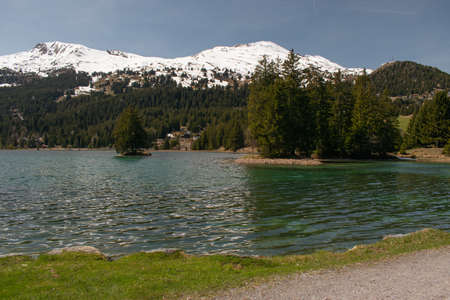 Majestic Heidsee in an alpine region near Lenzerheide in Switzerland 8.5.2021
