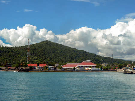 Hreen hill behind the port of Matnog on the Philippines January 19, 2012のeditorial素材