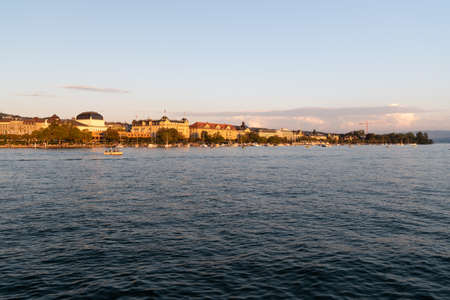 Zurich, Switzerland, September 4, 2021 Waterfront at the lake on a sunny dayのeditorial素材