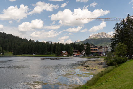 Arosa, Switzerland, August 15, 2021 Lake view in an idyllic alpine sceneryのeditorial素材