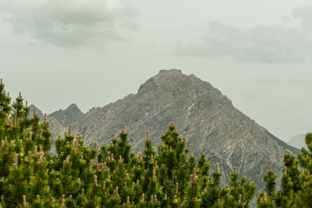 Sareis, Liechtenstein, June 20, 2021 Terrific view over the alps with clouds in the sky