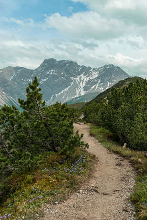 Sareis, Liechtenstein, June 20, 2021 Mountain panorama on an overcast dayの写真素材
