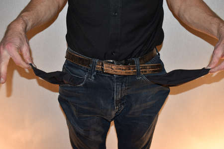 Empty pockets with no more cash inside