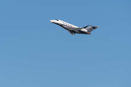Zurich, Switzerland, February 10, 2022 Embraer EMB 550 Praetor 600 aircraft departing from the...