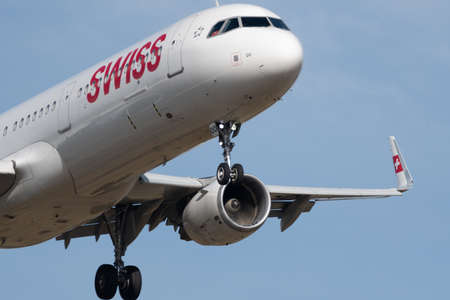 Zurich, Switzerland, February 24, 2022 Swiss International Airlines Airbus A321-212 aircraft...