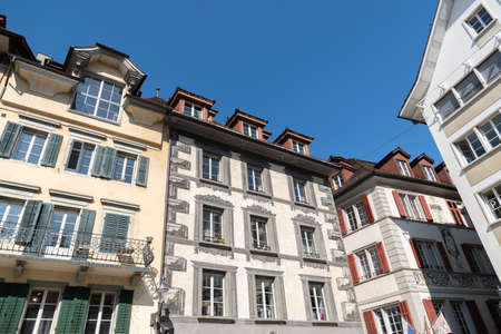 Lucerne, Switzerland, March 10, 2022 Historic architecture and buildings in the old part of the city...