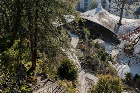 Lucerne, Switzerland, March 10, 2022 Lovely park with green vegetation inside the glacier garden museumのeditorial素材