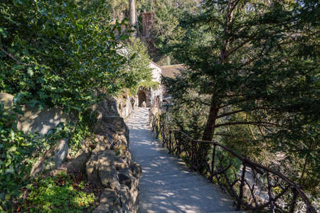 Lucerne, Switzerland, March 10, 2022 Lovely park with green vegetation inside the glacier garden museumのeditorial素材