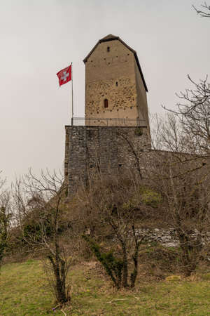 Sargans, Switzerland, March 16, 2022 Historic and majestic old castle on a hillのeditorial素材