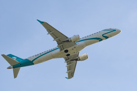 Zurich, Switzerland, May 20, 2022 Air Dolomiti Embraer ERJ-195 LR aircraft departure from runway 32
