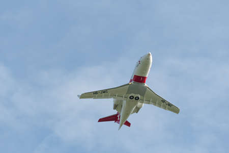 Zurich, Switzerland, May 20, 2022 Bombardier CL-600-2B16 Challenger 650 aircraft is taking off from...