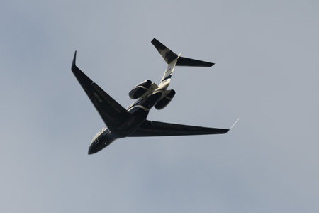 Zurich, Switzerland, December 23, 2022 Gulfstream G650 aircraft is taking off from runway 32