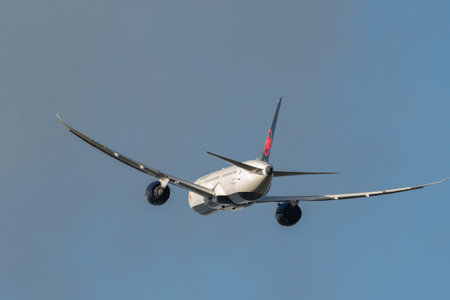 Zurich, Switzerland, December 23, 2022 Air Canada Boeing 787-9 Dreamliner aircraft is taking off from runway 32のeditorial素材